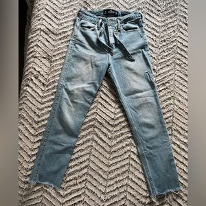 Tie waist high rise skinny jeans